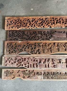 民俗老物件怀旧收藏深雕人物鎏金雕花板手工雕刻装饰农家乐摆件