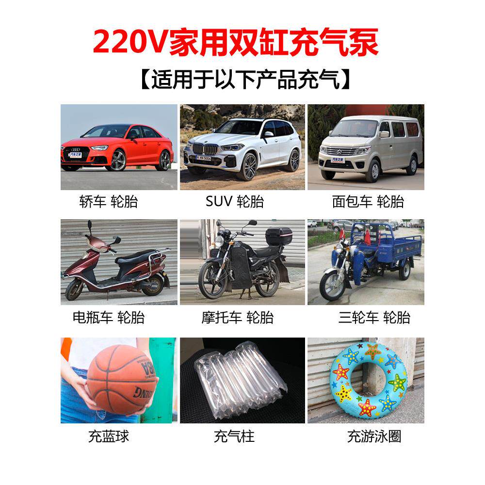 220v double-cylinder electric inflator household high-pressure small car inflator car tire inflator