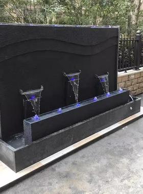 定制天然石材阳台鱼塘庭院景观阳台户外财富流水摆件循环水系统景