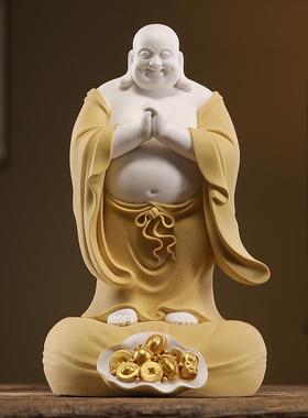 陶瓷恭喜弥勒佛大肚笑佛招财佛像摆件客厅办公室装饰乔迁开 业送