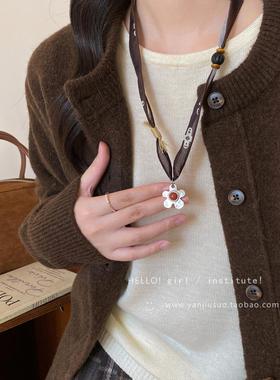 覆古民族风水滴爱心丝巾吊坠项炼女高级感轻奢小众设计秋冬毛衣炼