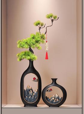 新中式国风花瓶摆件客厅玄关电视柜酒柜高级感装饰品乔迁新居礼物