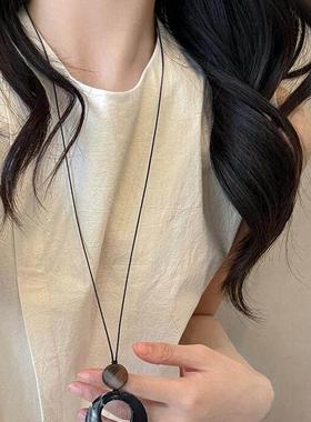 不规则长版吊坠挂绳项炼女新中式毛衣炼适合夏天佩戴的配饰装饰品