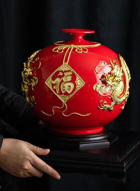 漆线雕陶瓷金龙摆件龙凤贴金箔工艺品 泉州手工乔迁送礼首选