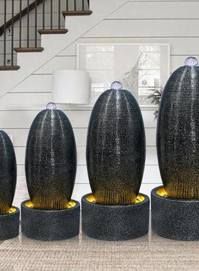 招财福蛋流水落地喷泉开业摆件欧式客厅玄关办公室风水轮室内水景