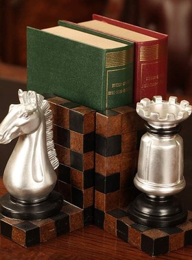 美式乡村家居树脂工艺品 客厅玄关柜书架摆件 树脂国际象棋一对