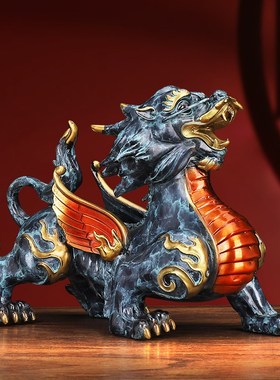 铜貔貅摆件一对家居家庭客厅财位皮丘装饰品办公室桌面貔犰工艺品