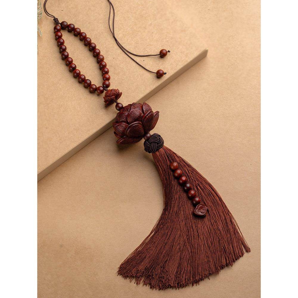 小叶紫檀莲花汽车挂件高档后照镜吊饰车内饰品男女车载佛珠平安符,淘宝优惠券,粉丝福利购,淘宝优惠卷