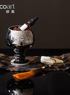 现代中式会所民宿客厅茶室桌面无火陶瓷香薰罐装饰摆件软装套装