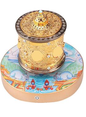 藏式磁悬浮转轮转筒西藏转桶家居用六字电动彩色发光创意装饰摆件