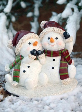 创意可爱雪人摆件家居装饰房子老人情人节送男女生礼物车载情人节