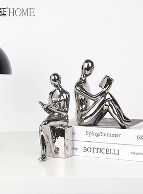 现代简约陶瓷人物书挡假书摆件家居客厅桌面书房书桌装饰书立摆设