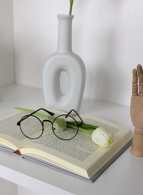 样板房客厅玄关创意家居书柜软装饰品陶瓷花器书挡假书收纳箱组合