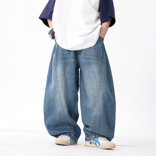 儿童洋气软糯薄款冰丝牛仔防蚊裤2025夏季男童宽松休闲弯刀裤长裤 - 图1