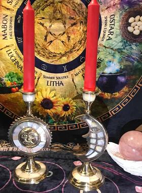 印度进口黄铜烛台太阳月亮爱心星星细杆长杆蜡烛生日居家摆件