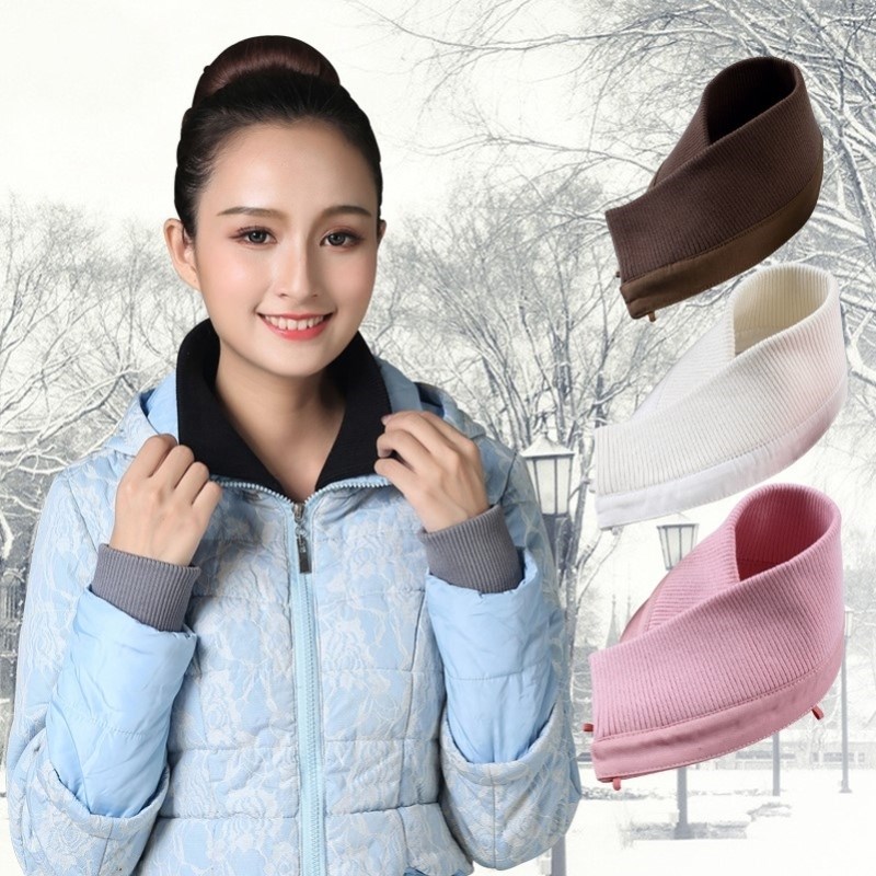 外套领子多功能i羽绒服亲肤防脏贴毛线布料保暖针织可拆卸立领螺 - 图1