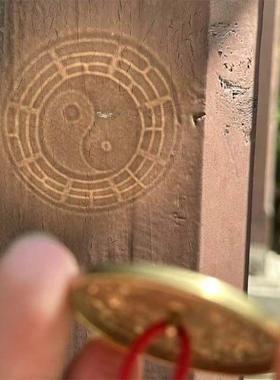 十二生肖透光铜镜透光八卦图太极4cm铜镜纯手工重视古法透光镜