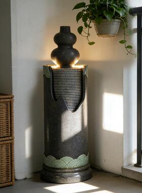 现代简约石材水柱装饰摆件客厅落地式流水景观家居装饰品