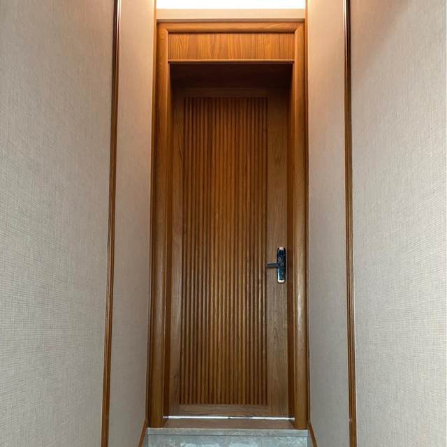 Myanmar teak pure wood door bedroom soundproof interior door pineapple grid solid wood walnut sabili sliding door