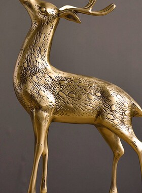 轻奢创意铜鹿电视柜摆p件家居客厅装饰品礼品办公室玄关桌面摆设