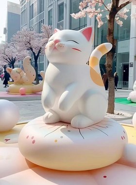 卡通猫咪玻璃钢宠物店r门口门头壁挂立体雕塑户外引流装饰大摆件