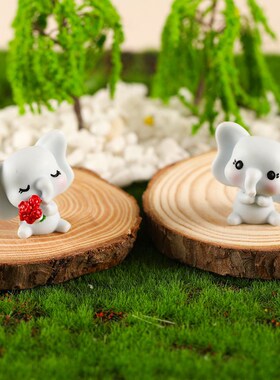 可爱大象微景观i摆件装饰品创意卡通公仔树脂工艺品造景桌面小摆