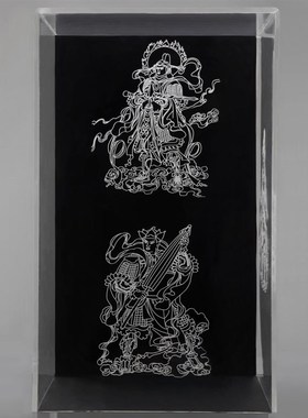 宝箧印陀罗尼塔五轮塔舍利塔宝箧印塔佛塔像有Q机玻璃罩3号带底座