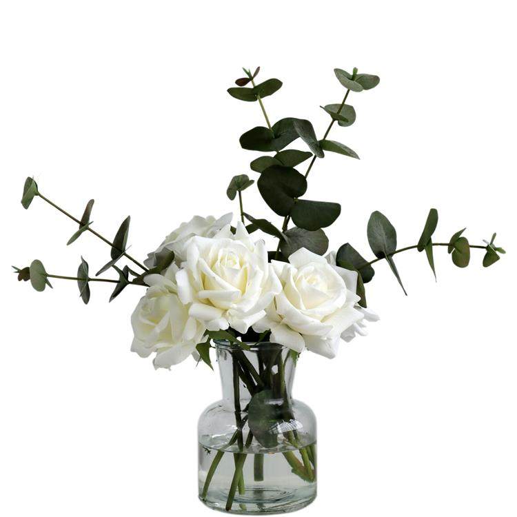 仿真花高级感逼真湿感玫瑰花艺摆件白色假花茶几餐桌面电视柜摆设,淘宝优惠券,粉丝福利购,淘宝优惠卷