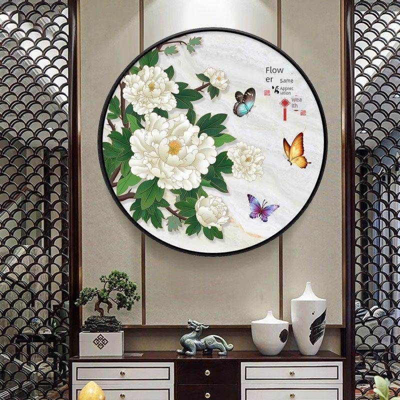 十字绣成品纯手工春画梅花飞鸟富贵牡丹客厅入口圆框挂画,淘宝优惠券,粉丝福利购,淘宝优惠卷