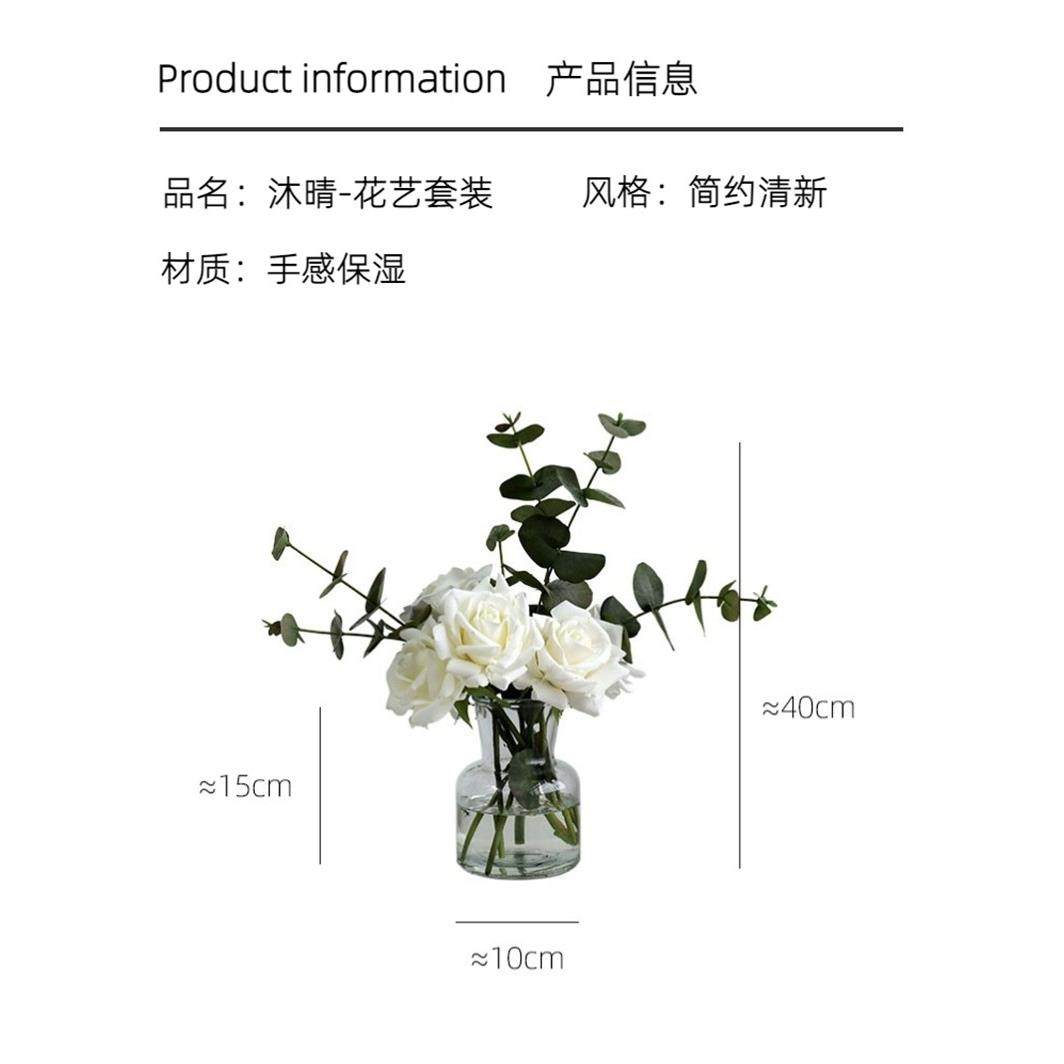 仿真花高级感逼真湿感玫瑰花艺摆件白色假花茶几餐桌面电视柜摆设,淘宝优惠券,粉丝福利购,淘宝优惠卷