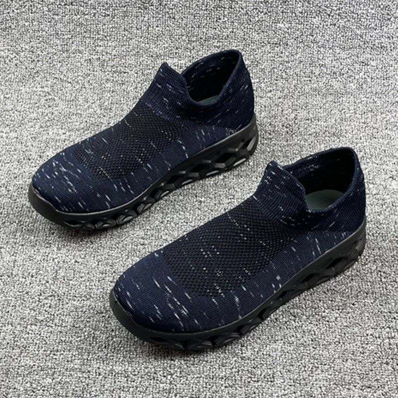 大码女鞋袜子鞋全黑外贸飞织套筒纯色深口日常平跟圆头百搭休闲鞋,淘宝优惠券,粉丝福利购,淘宝优惠卷