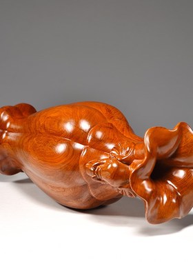 花梨实木花瓶摆件实木质太平有象花瓶插花家居客厅装饰摆设送礼品