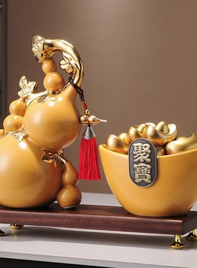 招财猫聚宝盆摆件新中式乔迁开业礼物客厅酒柜前台聚财装饰品摆设