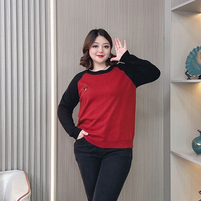 大码女装2024新款胖mm宽松显瘦时尚百搭刺绣圆领套头针织衫女毛衣,淘宝优惠券,粉丝福利购,淘宝优惠卷