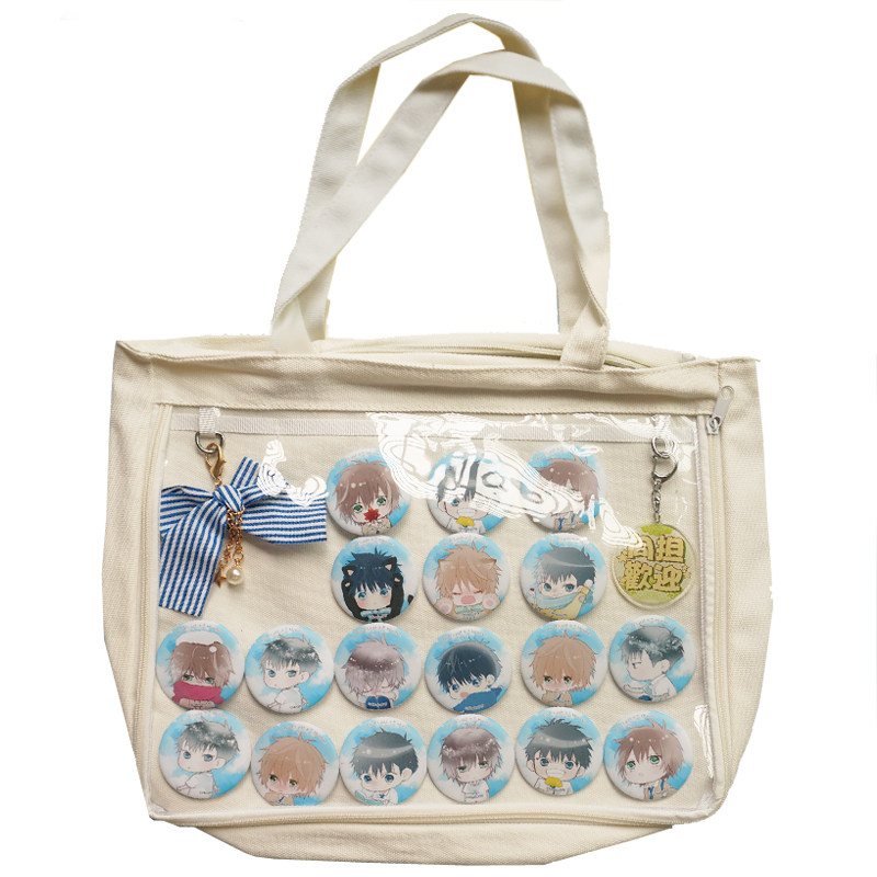 【痛包】大容量透明单肩书包!手提外袋吧唧收纳挂件动漫帆布挎包,淘宝优惠券,粉丝福利购,淘宝优惠卷