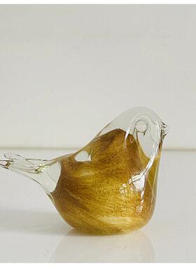 可爱彩色手工玻璃小鸟摆件样板间客厅儿童房书房居家装饰摆件镇纸