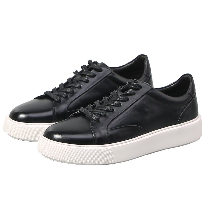 2025新款真皮头层牛皮休闲板鞋男潮厚底增高运动百搭小黑鞋子吸汗,淘宝优惠券,粉丝福利购,淘宝优惠卷