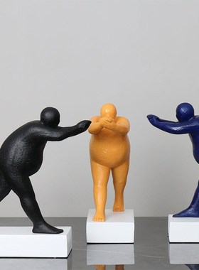 抽象人物雕塑软装饰品售楼处平衡人摆件样板房间玄V关电视柜摆设