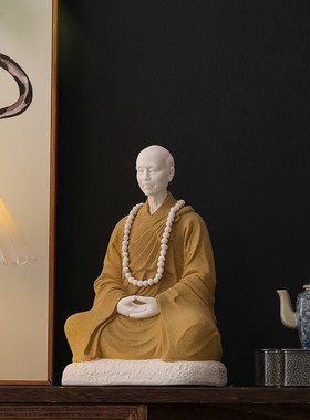 陶瓷弘一法师摆i件李叔同禅意工艺品家居客厅书房玄关装饰品摆放