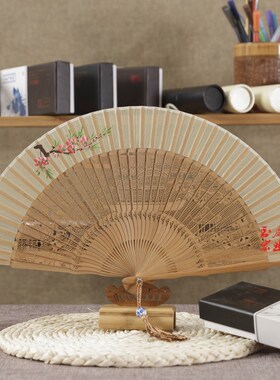 安吉厂家岳阳楼竹扇子竹子的骨架雕刻镂空景区畅销雕刻扇子
