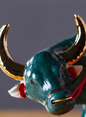 景德镇陶瓷器牧童骑牛古典艺术摆件家居客厅装饰品工艺礼品摆饰中