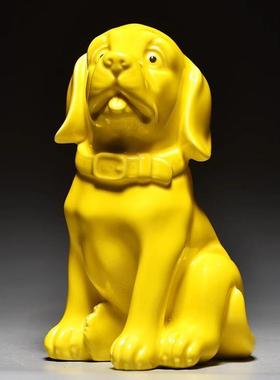 采购产品黄色陶瓷狗装饰品，可爱的十二生肖小狗吉祥物，繁荣的客