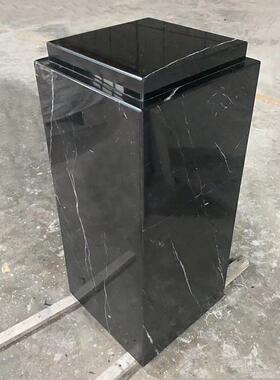 双层天然黑白根大理石底座艺术品展示台工艺品摆件柱客厅雕塑立柱