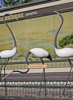 户外抽象仙鹤摆件丹顶鹤雕塑售楼部会所橱窗水池塘园林水景观模型