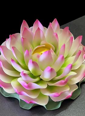 佛堂摆件莲花荷花供佛观音佛像供花佛桌彷真花仙堂装饰品大厅鱼缸