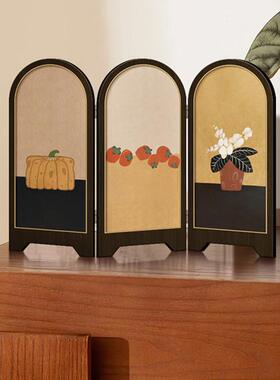 新中式绿色飞鸟屏风桌面摆件玄关柜茶桌家居装饰品客厅摆画 画礼