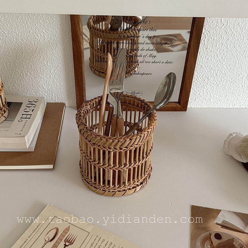 竹编筷子筒笔筒化妆刷收纳盒家用厨房置物架台面筷笼刀叉筒,淘宝优惠券,粉丝福利购,淘宝优惠卷