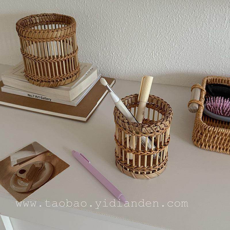 竹编筷子筒笔筒化妆刷收纳盒家用厨房置物架台面筷笼刀叉筒,淘宝优惠券,粉丝福利购,淘宝优惠卷