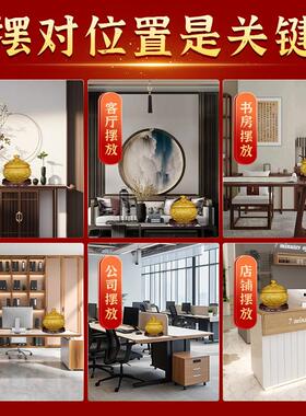 纯铜带盖子聚宝盆招财聚财摆件八方来财结婚客厅办公室桌面家居装