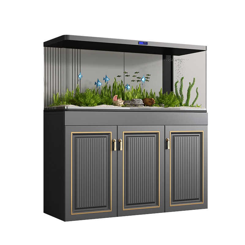 轻奢鱼缸底柜客厅家用中小型鱼缸底座水族箱超白龟缸承重落地柜子